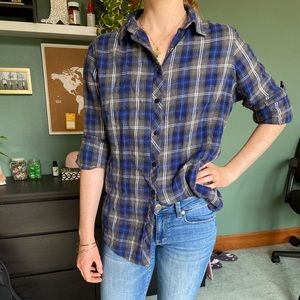 Blue plaid shirt